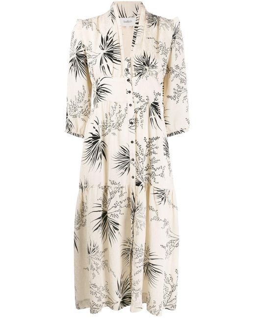Ba&sh Natural Eleanor Floral Midi Dress