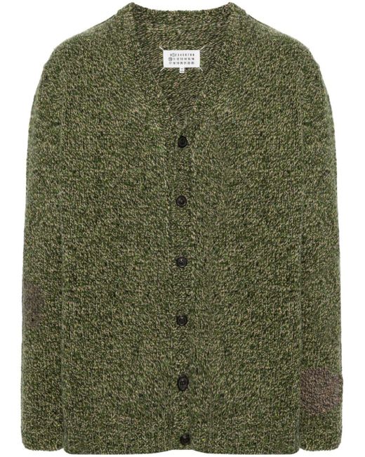 Maison Margiela Green Mélange-effect Wool Cardigan for men