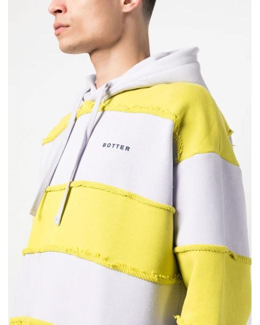 BOTTER Yellow Striped Drawstring Hoodie for men