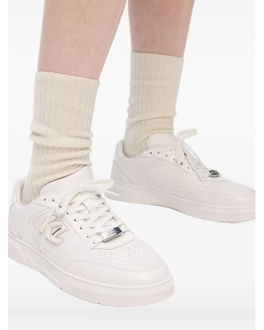 Karl Lagerfeld White Logo-Patch Lace-Up Sneakers