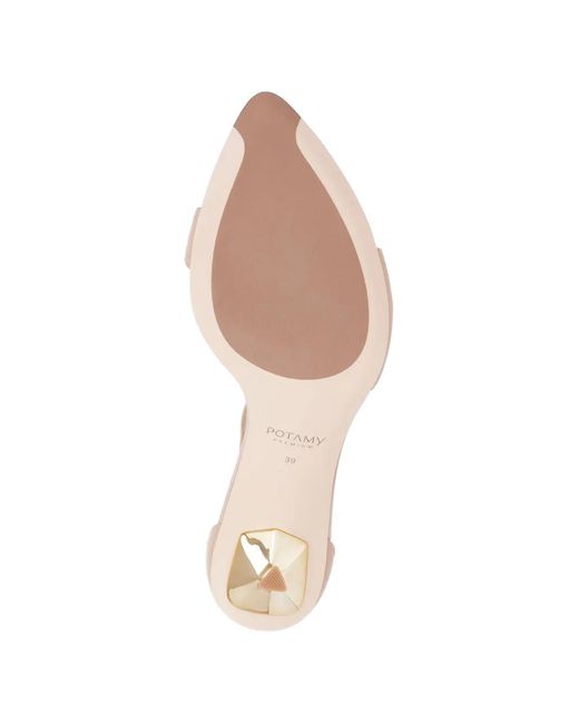 POTAMY White Buckle Ankle-Strap Sandals