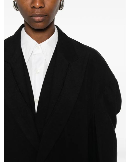 Yohji Yamamoto Black Blazer À Boutonnière Au Dos