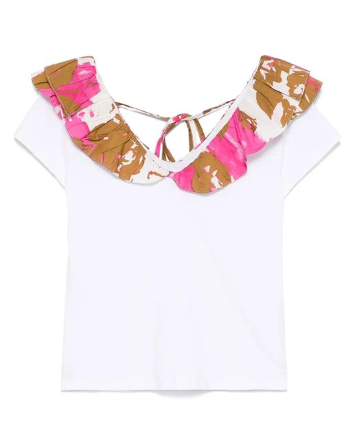 T-Shirt Con Ruches Stampate di Liu Jo in Pink