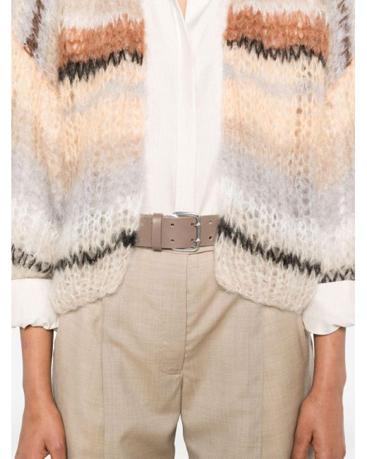 Maiami Natural Striped Mohair-blend Cardigan