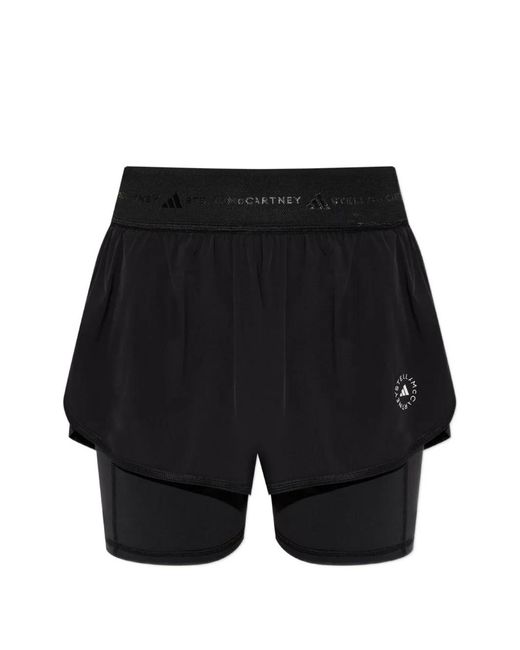 Adidas By Stella McCartney Black 2-In-1 Logo-Print Training Shorts