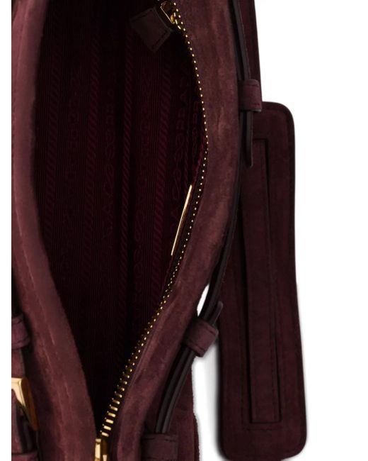 Prada Purple Small Suede Bonnie Top-Handle Bag