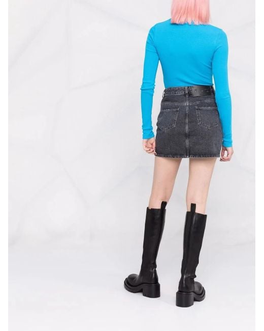 Off-White c/o Virgil Abloh Gray Logo-print Denim Skirt