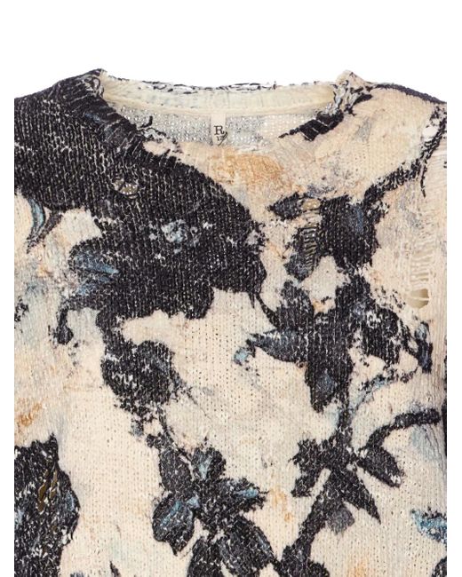 R13 Gray Distressed-Sweatshirt mit Blumen-Print