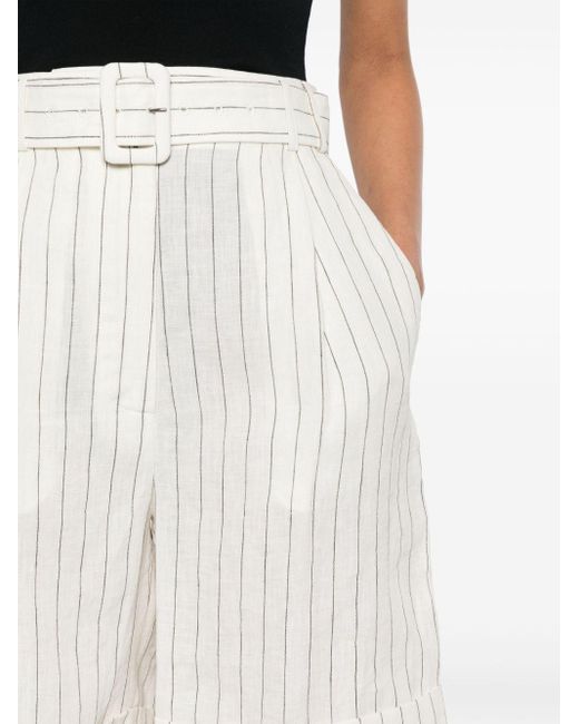 Lardini White Pinstripe Linen Shorts