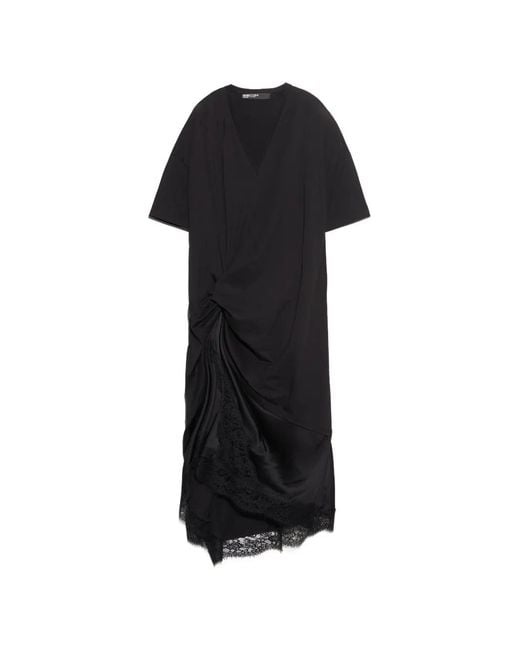 Bimba Y Lola Black Knot Bimaterial T-Shirt Dress