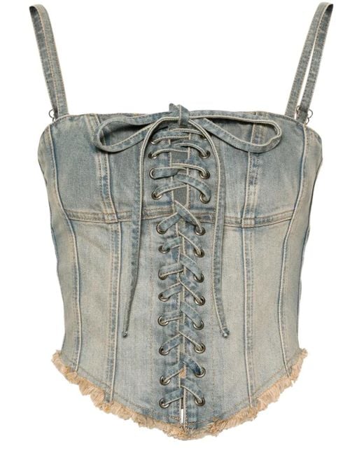 M I S B H V Gray Lara Denim Corset Top