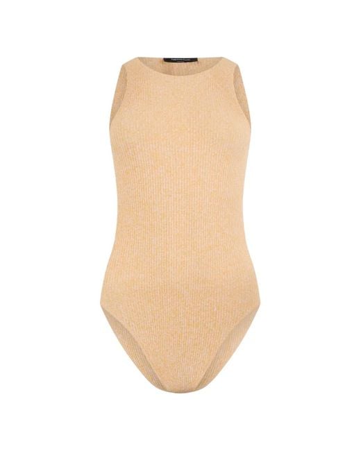 Fabiana Filippi White Minimal Neckline Ribbed Bodysuit
