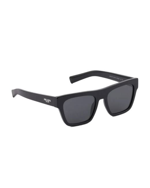 Prada Black Logo-Print Rectangle-Frame Sunglasses for men