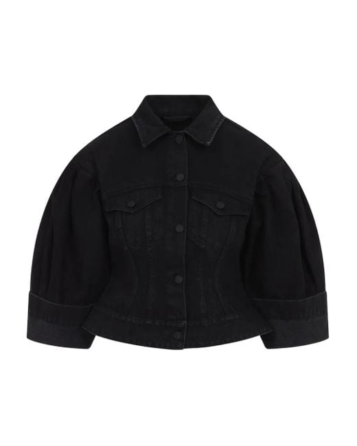Simone Rocha Puffed-sleeve Denim Jacket Black