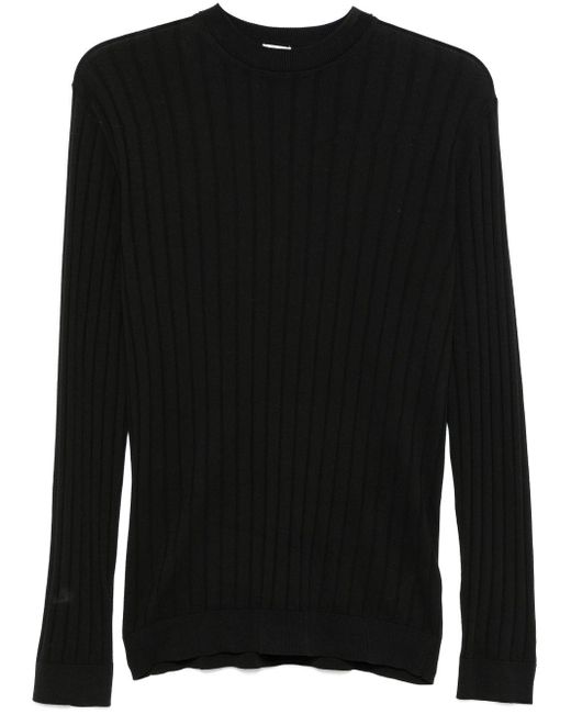 Eleventy Black Ribbed-Knit Sweater for men