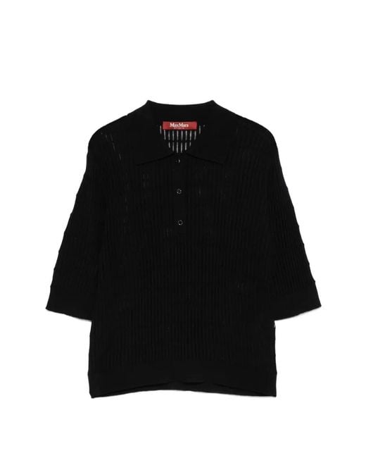 Max Mara Black Buttoned Polo Top