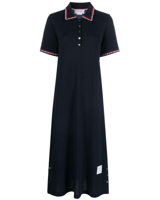 Thom Browne Blue Rwb-trimmed Polo Dress