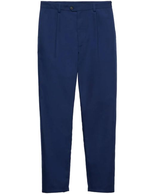 Pantalon En Popeline À Taille Élastiquée Prada pour homme en coloris Blue