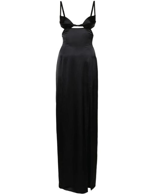 Nensi Dojaka Black Double Petal Maxi Dress