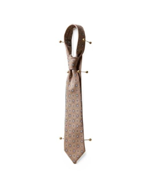 Tombolini White Geometric-Print Tie for men