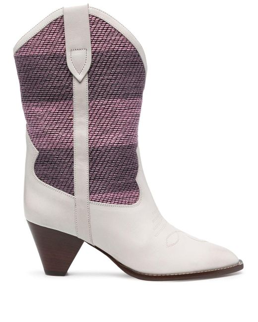 Isabel Marant Leather Luliette Contrasting-panel Detail Boots in Pink - Lyst