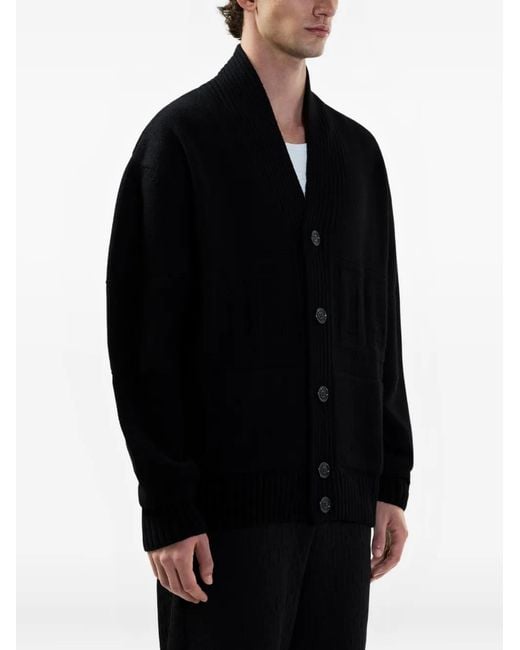 Gcds Black V-Neck Cardigan for men