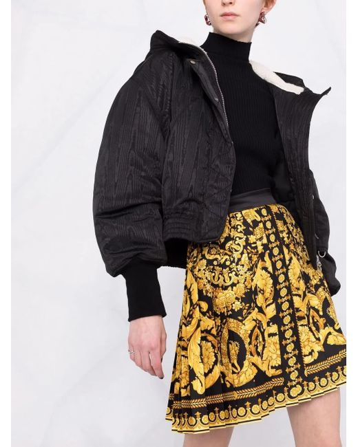 Versace Black High-Rise-Minirock Barocco Aus Seide