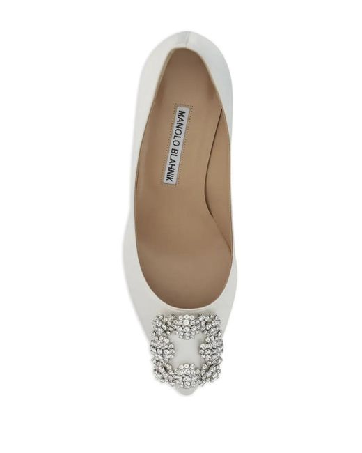 Manolo Blahnik White 50Mm Hangisi Pumps