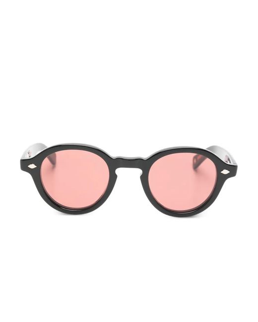 Garrett Leight Pink Bibok Flipper Round-Frane Sunglasses