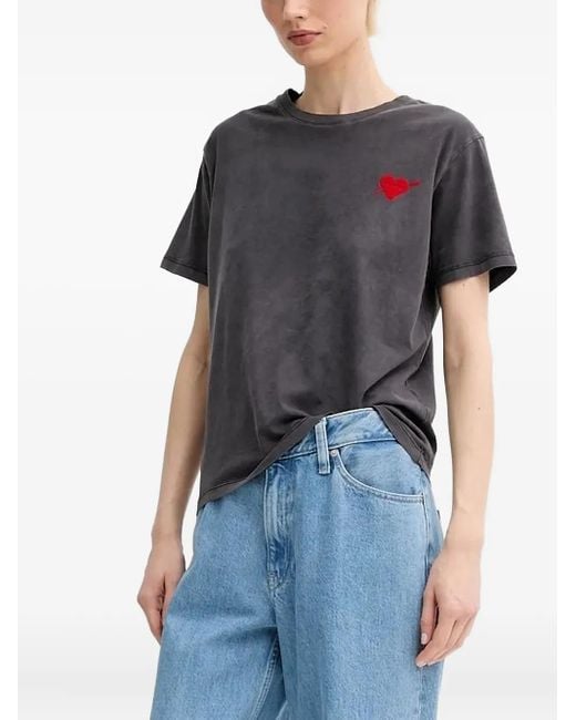 The Kooples Black Heart-Detail Short-Sleeved T-Shirt