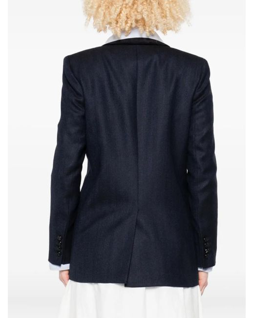 Blazé Milano Blue Trimmed-Collar Double-Breasted Blazer