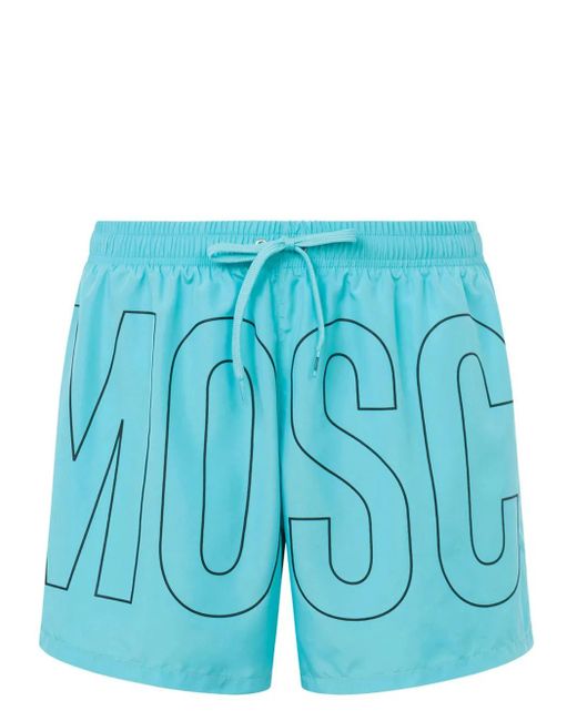 メンズ Moschino ロゴ トランクス水着 Blue