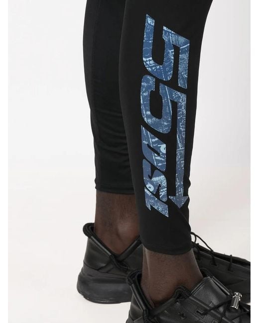 DIESEL Black Logo-Waistband Detail Leggings for men