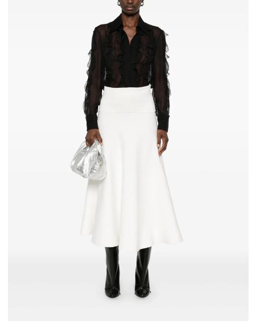 Valentino Garavani Black Floral-Embroidered Blouse