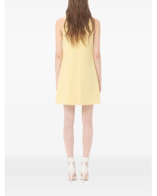 Valentino Garavani Yellow Embroidered Crepe Couture Short Dress