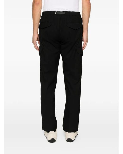 White Sand Black Cargo Belted Trousers for men