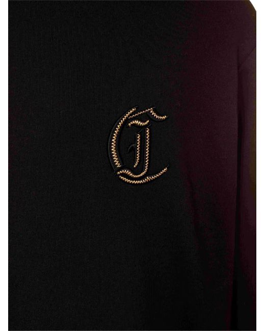 Just Cavalli Black Logo-Patch Hoodie for men