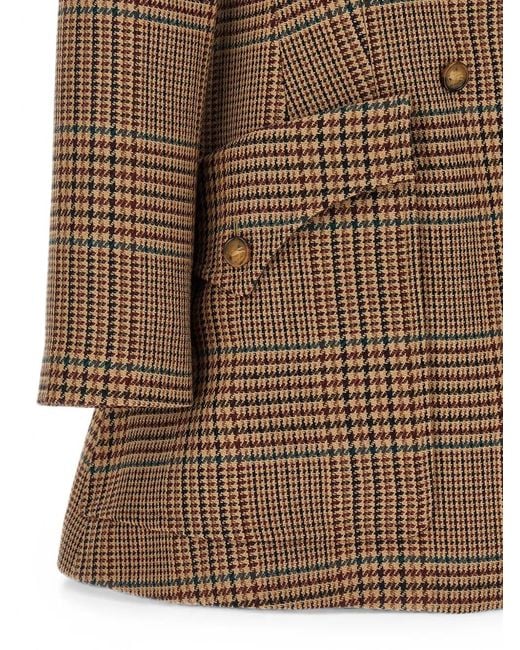 Etro Brown Prince Of Wales Double-Breasted Coat
