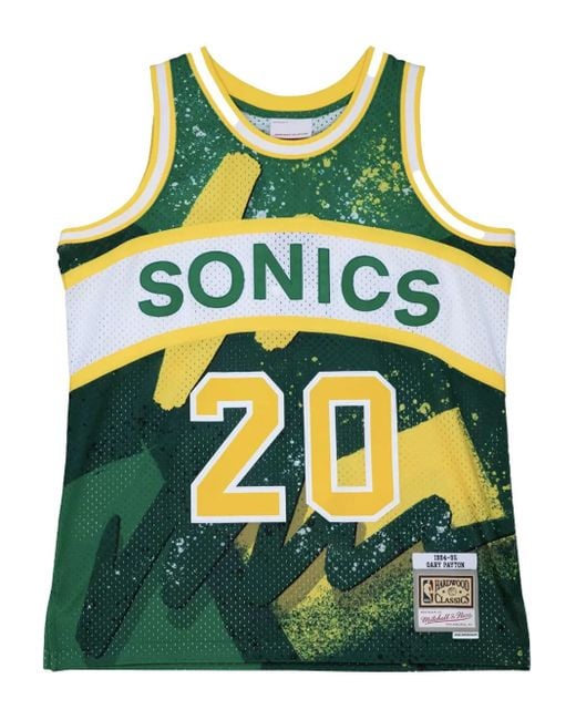 Mitchell & Ness Yellow "Nba Seattle Supersonics 94 Gary Payton" Hyper Hoops Swingman Jersey for men