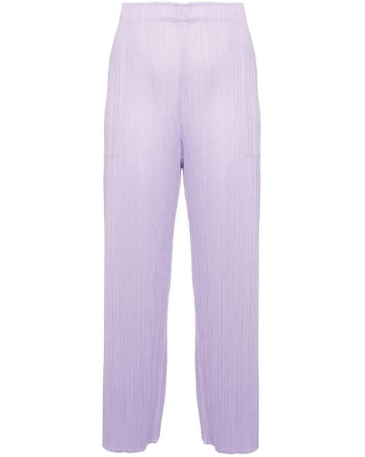Pleats Please Issey Miyake Purple Monthly Colors April Straight-Leg Trousers