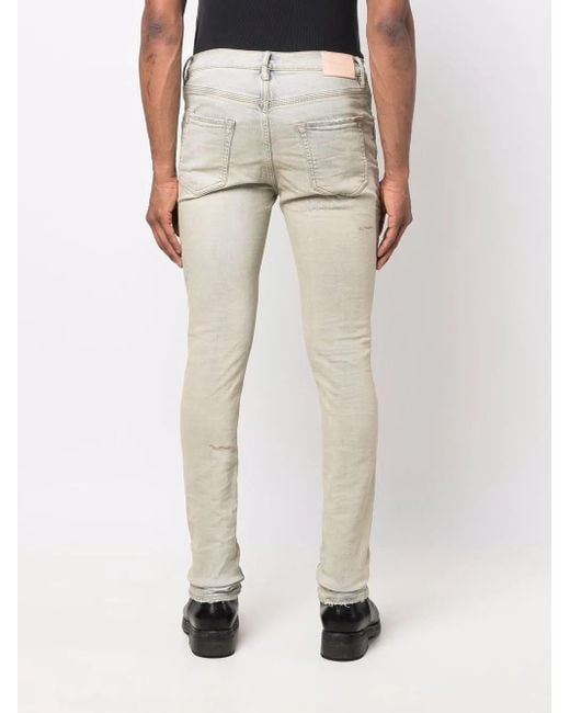 Purple Brand Gray Distressed Skinny Jeans for men
