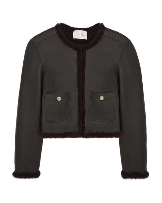 Dorothee Schumacher Cropped Shearling Reversible Jacket Black