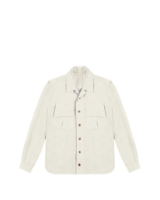 Fortela White Meckongt Flap-Pocket Shirt for men