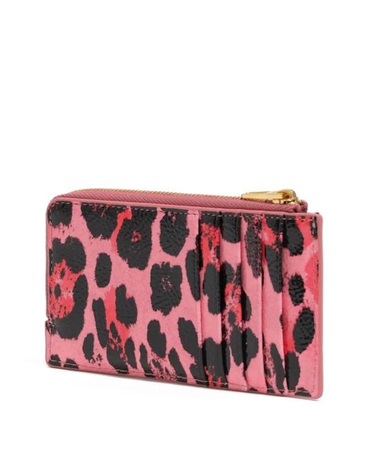 Bimba Y Lola Red Leopard-Print Zipped Cardholder