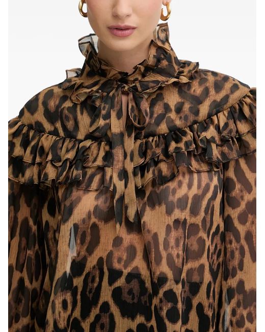 Blusa Con Estampado De Leopardo Bardot de color Brown