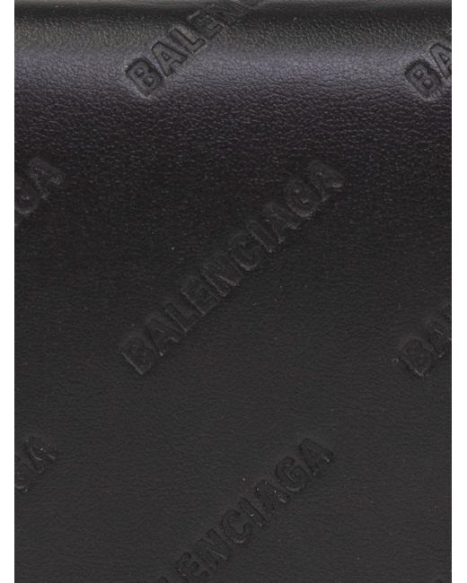 Balenciaga Black Logo-debossed Leather Wallet