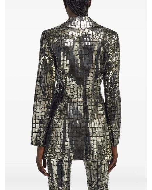 Roberto Cavalli Black Crocodile Effect Blazer