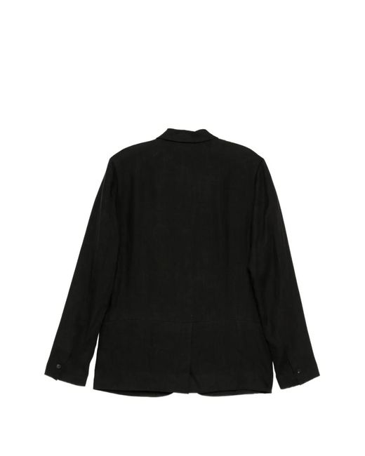 Label Under Construction Black Buttoned Front-Pocket Blazer for men