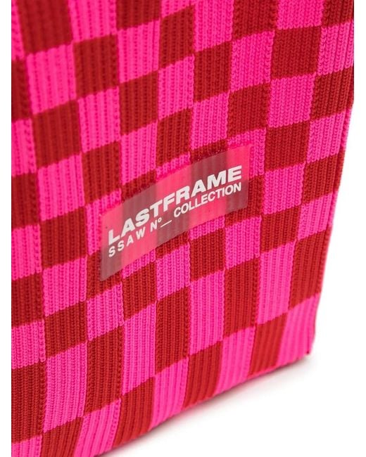 LASTFRAME Pink Checkerboard-Print Satchel Bag