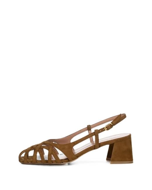 Poche Paris Brown Lattice-Detail Slingback Sandals